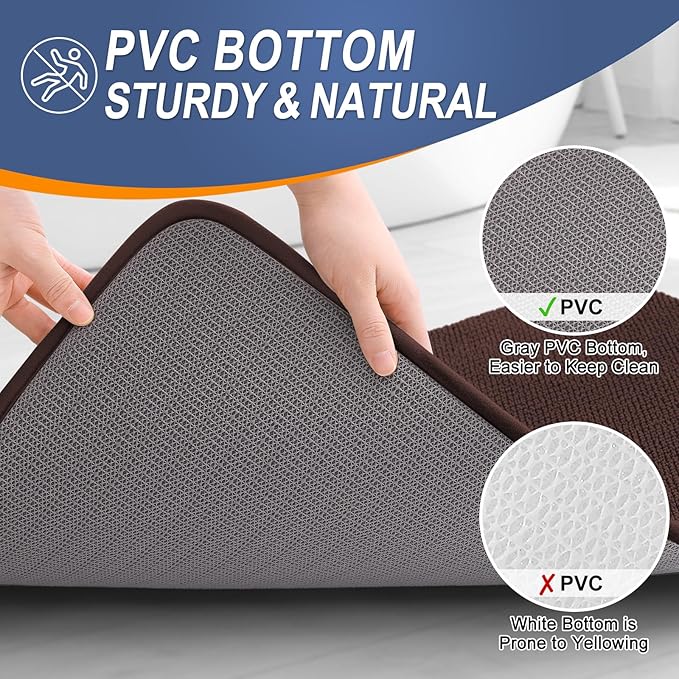 OLANLY Thick Memory Foam Bath Mat Rug 70x24, Extra Soft Absorbent Bathroom Rug, Quick Dry Bath Mats, Non-Slip, Machine Washable Carpet for Bathroom, Tub and Shower, Home Decor Accessories, Brown