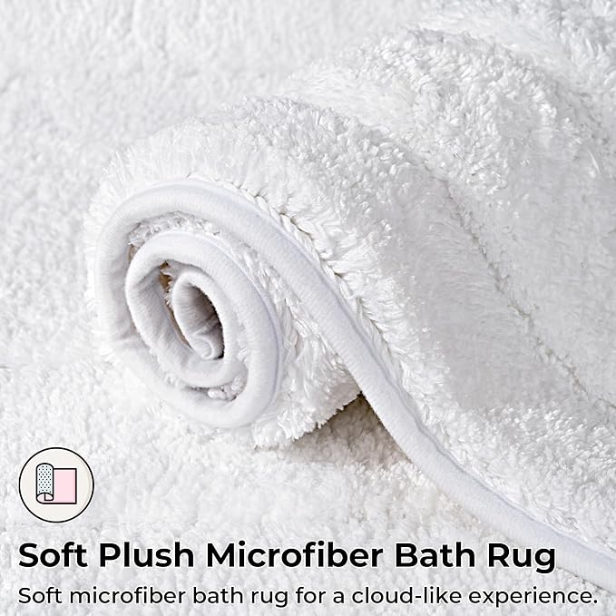 GRANNY SAYS White Bathroom Rugs Non Slip, 20" x 32", Bath Rugs for Bathroom Washable, Bath Mats for Floor, Microfiber Bath Mat for Tub, Shower Mat for Floor, Absorbent Shower Rugs