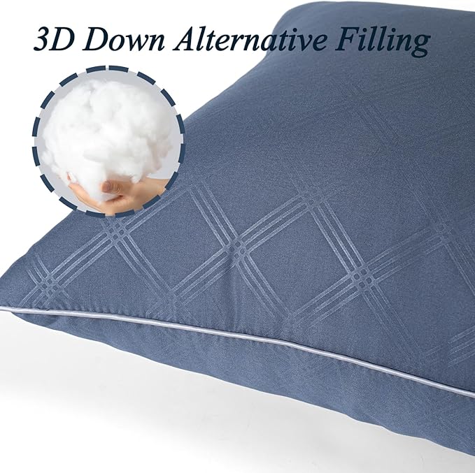 Pillows for Sleeping 4 Pack Bed Pillow Set of 4 for Side Back and Stomach Sleepers Down Alternative Filling Luxury Soft (Grey-White, King(4 Pack))