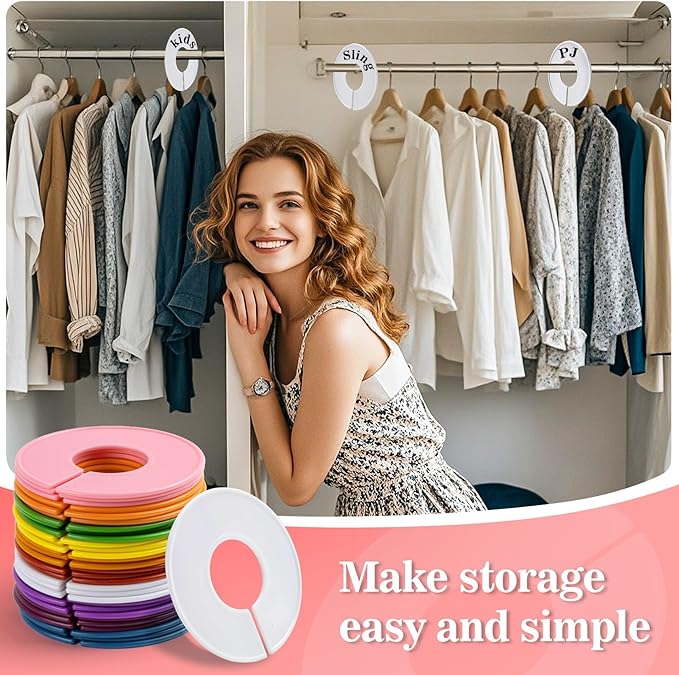Sukh 30PCS Closet Dividers Clothes Organizers Girl Boy Organizers Clothes Dividers Labels Separators Garment Organizer Hanger Markers Closet Size Dividers 10 Assorted Colors