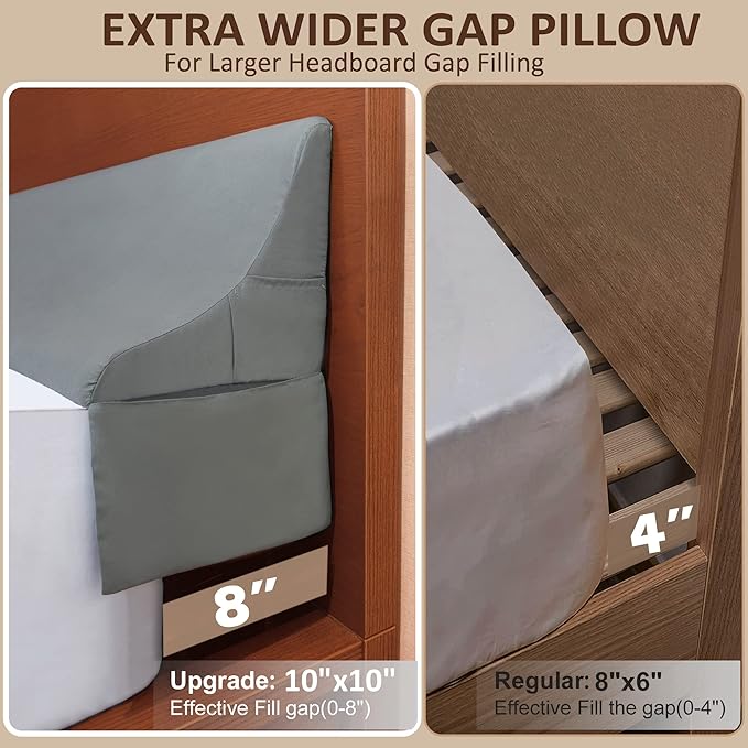 Vekkia King Size Bed Wedge Pillow for Headboard Gap/Extra Wider10 Bed Wedge Gap Filler,Mattress Wedge Fill Wider Gap (0-8") Between Headboard and Mattress(Grey 76"x10"x10")