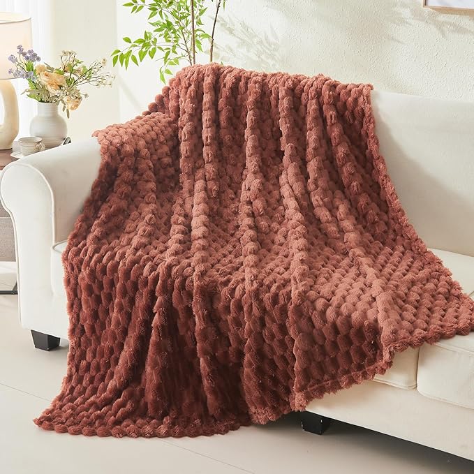 NEWCOSPLAY Super Soft Twin Blanket Coffee Premium Silky Flannel Fleece 3D Clouds Stylish Jacquard Lightweight Bed Blanket All Season Use 350GSM (Coffee, Twin(60"x80"))