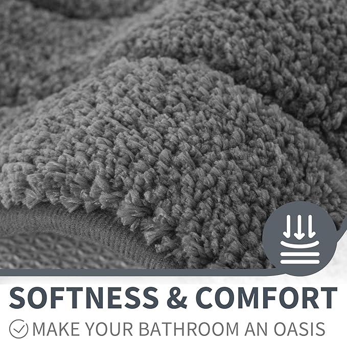 GRANNY SAYS Large Bathroom Rugs Non Slip Washable, 24" x 48", Water Absorbent Bath Mats for Bathroom, Thick Soft Shaggy Bath Rug, Microfiber Shower Room Floor Mat Decor, Deep Gray
