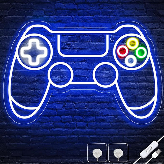 Gamer Neon Sign, Gamepad Shaped LED Neon Sign for Gamer Room Decor, Gaming Neon Sign for Boys Room Decor, Neon Gaming Sign for Gaming Wall Decor, USB Powered Gamer Gifts for Teens, Boys, Kids