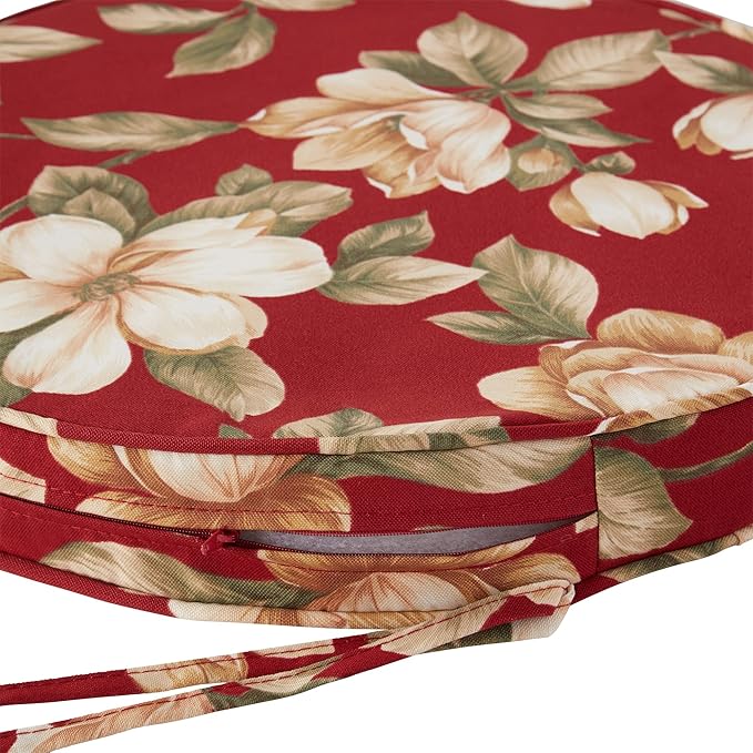 Greendale Home Fashions Outdoor 18-inch Round Reversible Seat Cushion, 2-Pack, Tuscan Floral 2 Count