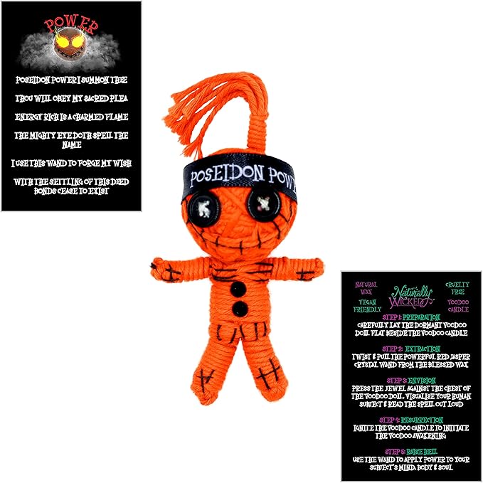 Naturally Wicked Voodoo Power Candle Set - Inc. Voodoo Doll, Crystal, Wood Wick, Ferocious Fireball Scent & Gift Box