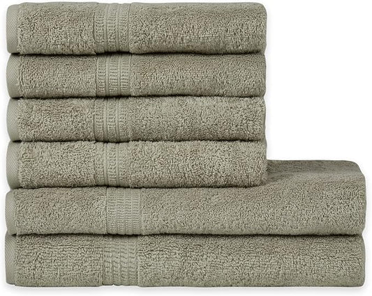 HOMELOVER 6 Piece Towel Set - 100% Organic Cotton 2 Bath Towels & 4 Hand Towels - 500 GSM, Hotel & Spa Quality, Soft, Quick Dry, Highly Absorbent Bathroom Essentials (Space Gray)