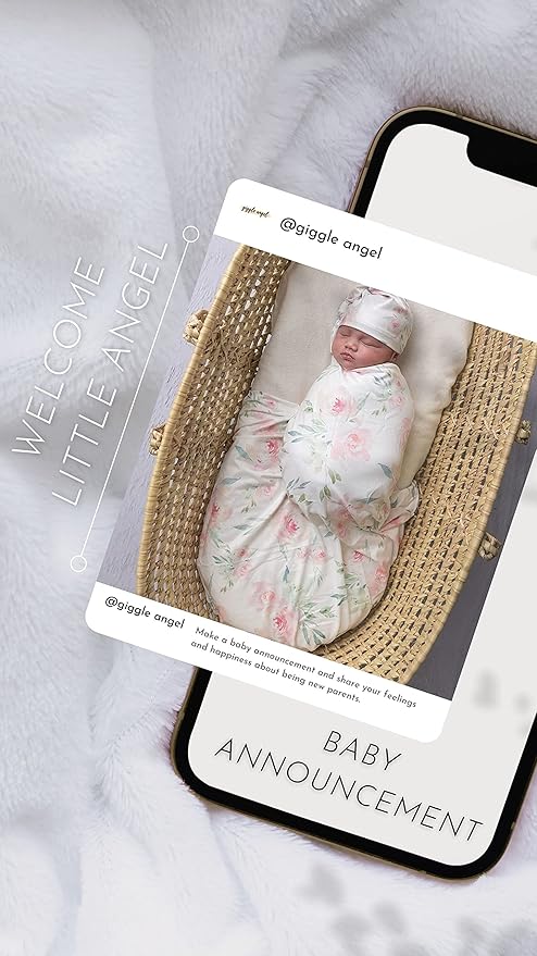 Baby Receiving Blanket Swaddle Blanket Newborn Wrap Swaddle Headband Set -Bloom Flower Pattern (Pink 3)