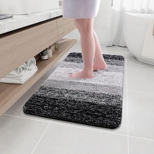 Arotive Microfiber Bathroom Rugs, Shaggy Soft and Absorbent Bath Rug, Non-Slip, Thick Plush Machine Washable Dry Bath Mats for Bathroom, Tub and Shower, 36x24, Black