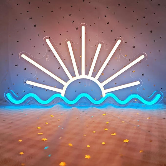 Sunrise Sunset Neon Sign Dimmable Beach Sun Wave Neon Sign for Bedroom Man Cave Living Room Party Bar Decor USB Powered LED Light