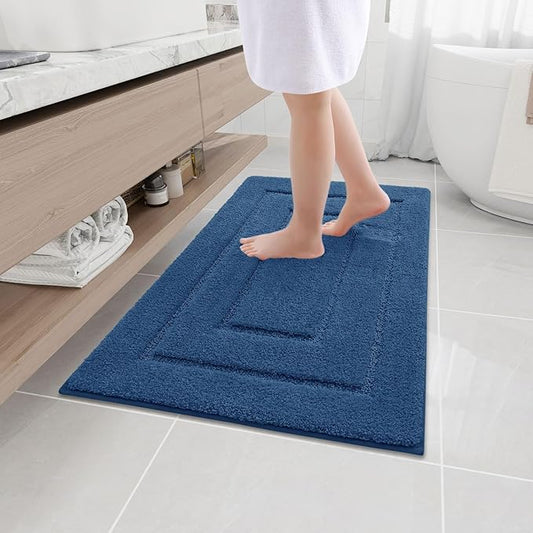 Buganda Bathroom Rugs, 36" x 24", Soft and Absorbent Microfiber Bath Rugs, Non-Slip Shaggy Shower Carpet, Machine Wash Dry Bath Mats for Bathroom Floor, Tub and Shower, Navy
