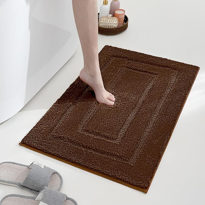 GRANNY SAYS Bathroom Rugs Non Slip 36" x 24", Bath Mats for Bathroom, Super Soft and Water Absorbent, Microfiber Washable Bath Rugs for Shower Room Floor, Tub, Brown