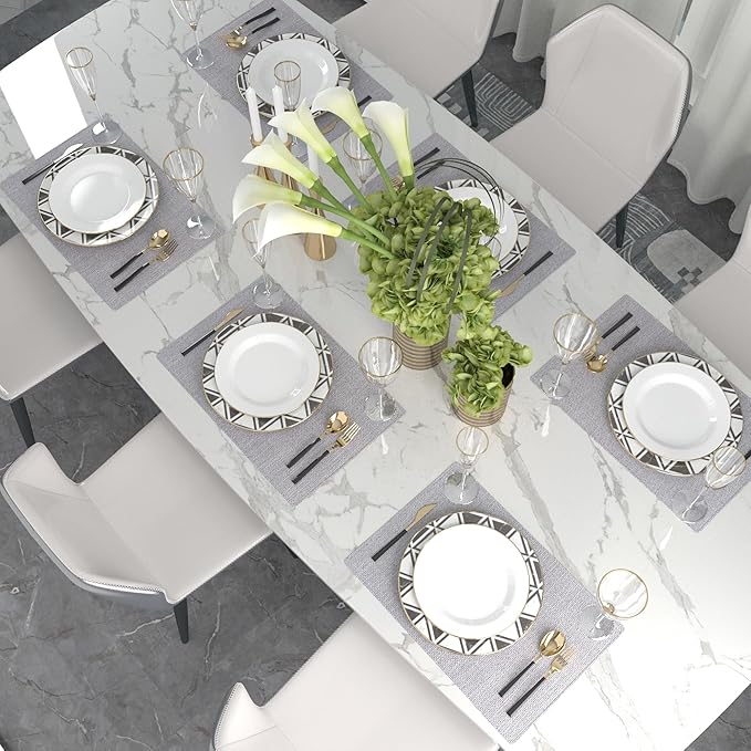 4 Piece 12 x 18 inch Soft Faux Linen Place Mats Heat Resistant Dining Table Place Mats Cloth Kitchen Table Mats 12x18 Grey