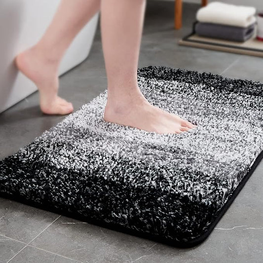 TECHMILLY Super Soft Shaggy Bathroom Rugs, Absorbent Thick Non Slip Microfiber Bath Rugs, Quick Dry Machine Washable Bath Mat for Bathroom Floor, Bathtub and Shower 17"x24"