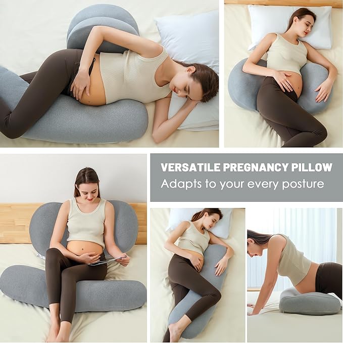 Pregnancy Pillow - Maternity Pillow for Pregnant Women, Pregnancy Body Pillow with Adjustable and Removable Cooling Cover, Support for Back, Legs, and Belly of Pregnant Women