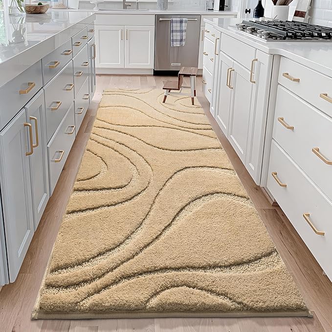 DEXDE Bathroom Rugs Runner 24 x 72 Inch,Extra Long Bathroom Rug Non-Slip,Machine Washable Bath Mats Rug,Beige Soft Carpets for Floor, Tub and Shower, Home Decor Accessories