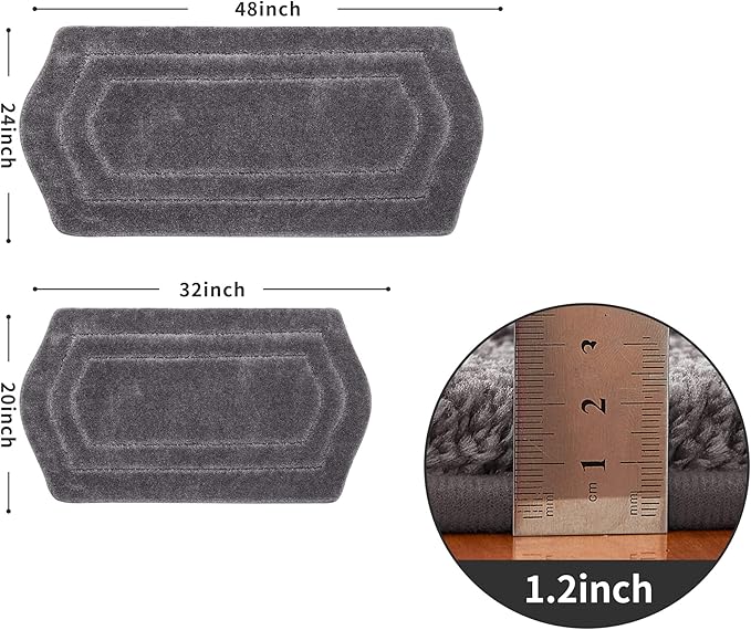 COSY HOMEER Extra Thick Bath Rugs for Bathroom - Anti-Slip Bath Linen Sets Mats Soft Plush 100% Strong Polyester Living Room Bedroom Water Absorbent(Grey,20x32+24x48 -Inches)