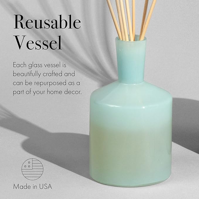 LAFCO New York Classic Reed Diffuser, Marine - 6 oz - Up to 3 Months Fragrance Life - Reusable Glass Vessel - Natural Wood Reeds - Made in The USA