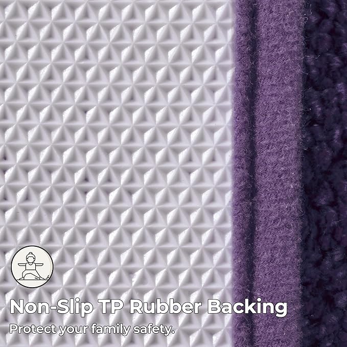 GRANNY SAYS Bathroom Toilet Rugs U Shaped, Bath Mats for Bathroom, Bath Rugs Non Slip Washable, Absorbent Microfiber Toilet Mat, Soft Plush Shaggy Bath Carpet, 20" x 24", Purple