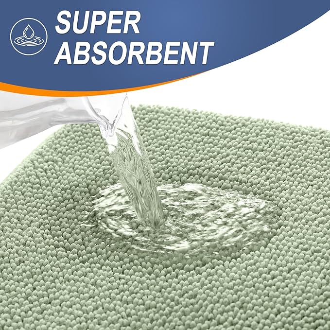 OLANLY Thick Memory Foam Bath Mat Rug 47x17, Extra Soft Absorbent Bathroom Rug, Quick Dry Bath Mats, Non-Slip, Machine Washable Carpet for Bathroom, Tub and Shower, Home Decor Accessories, Sage Green