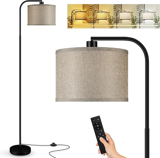 BoostArea Dimmable Floor Lamp for Living Room,Arc Sofa Lamps with Remote,Stepless Dimmable & Colors Temperature 2700k-6500k,67 in,Tall Flexible Head Standing Lamp for Bedroom Study Room Office,Jute