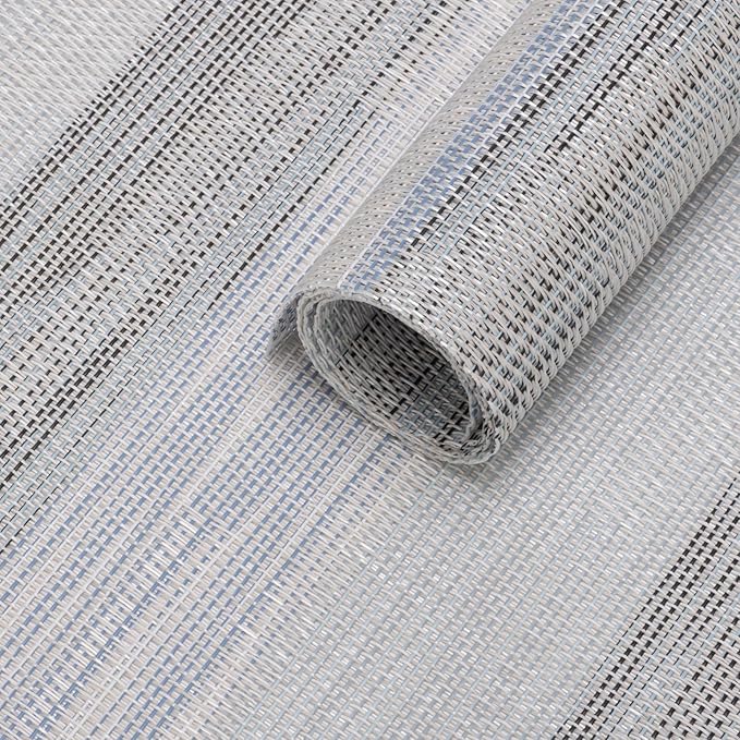 Winknowl Placemats Set of 8, Heat Resistant Stain Resistant Woven Vinyl Insulation Place mats, Durable Washable Elegant Table Mats for Kitchen Dining Table Decor (Lightsteel Blue)