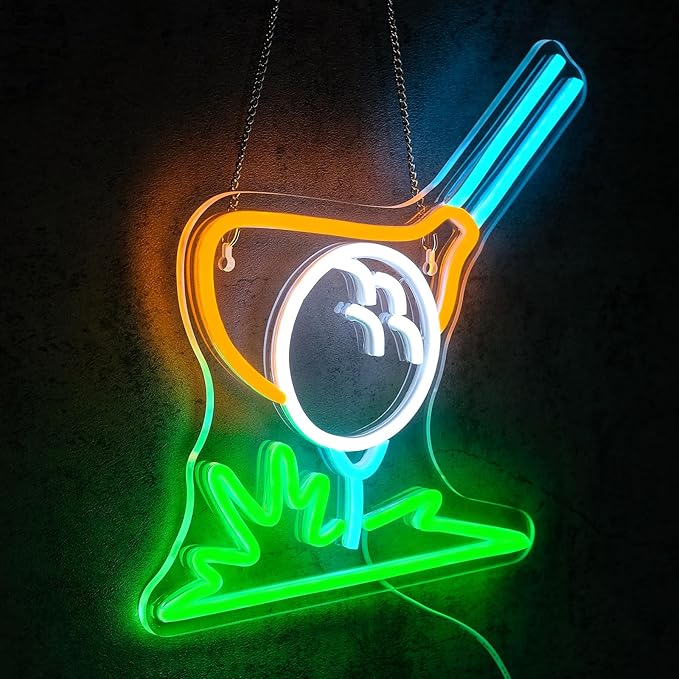 Golf Neon Sign for Wall Decor Dimmable Led Lights Signs Golfing LED Signs for Golf Clubs Green White Yellow Neon Light Room Decor for Gym Sports Room Man Cave USB Powered