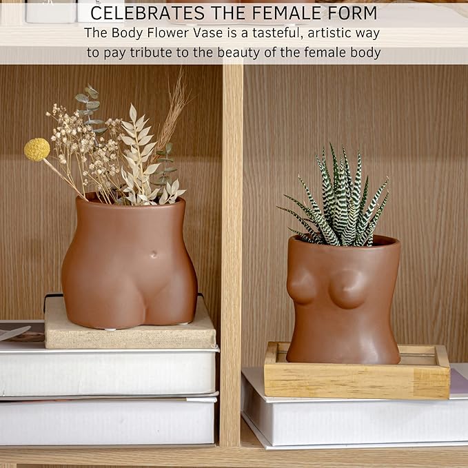 BASE ROOTS Plant Pot Ceramic Planter Vase with Drainage for Succulents, Cactus, Flowers - Ideal for Boho Indoor & Outdoor Garden, Aesthetic Living Room, Bedroom, Desk Organizer Decor & Gift Idea