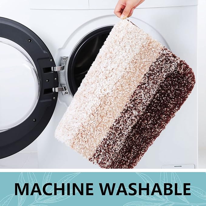 Arotive Microfiber Bathroom Rugs, Shaggy Soft and Absorbent Bath Rug, Non-Slip, Thick Plush Machine Washable Dry Bath Mats for Bathroom, Tub and Shower, 40x24, Brown