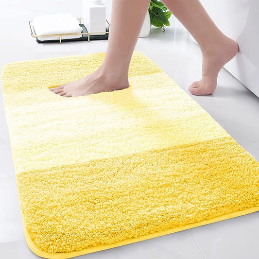 Arotive Microfiber Bathroom Rugs, Shaggy Soft and Absorbent Bath Rug, Non-Slip, Thick Plush Machine Washable Dry Bath Mats for Bathroom, Tub and Shower, 30x20, Yellow