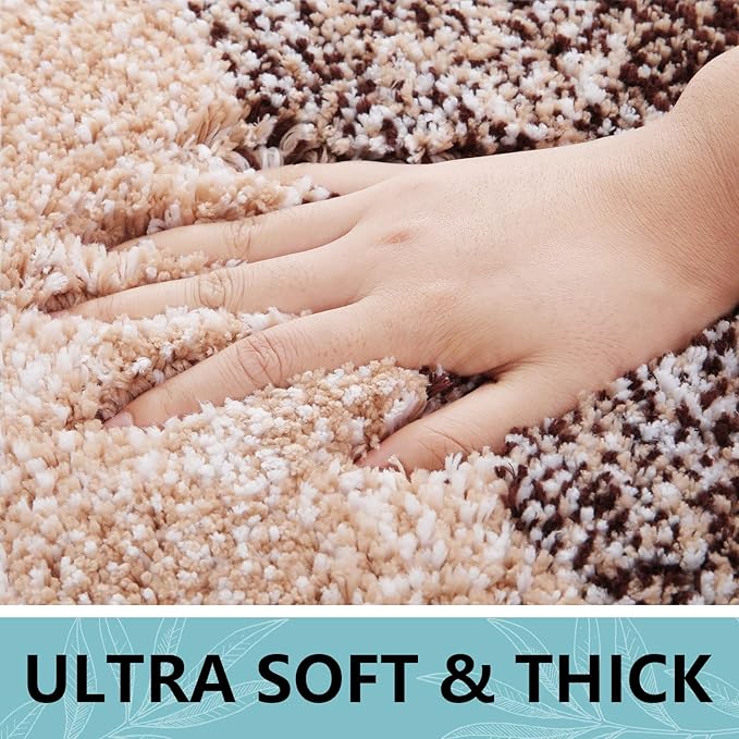 Arotive Microfiber Bathroom Rugs, Shaggy Soft and Absorbent Bath Rug, Non-Slip, Thick Plush Machine Washable Dry Bath Mats for Bathroom, Tub and Shower, 36x24, Brown
