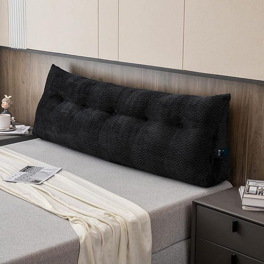 Large Bolster Triangular Headboard Wedge Backrest Positioning Support Bed Rest Reading Pillows Headboard Wedge Pillows for Day Bed Bunk Bed with Removable Cover,Full (54x8x20 Inches)