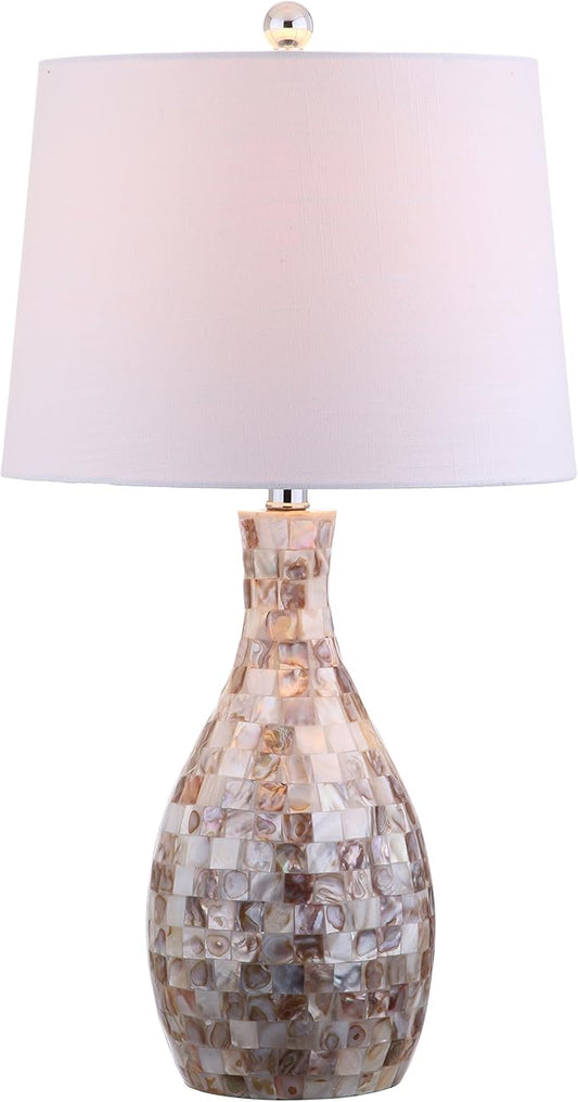 JONATHAN Y JYL1054A Verna 26.5" Seashell LED Table Lamp Coastal Contemporary Bedside Desk Nightstand for Bedroom Living Room Office College Bookcase LED Bulb Included, Ivory/Beige