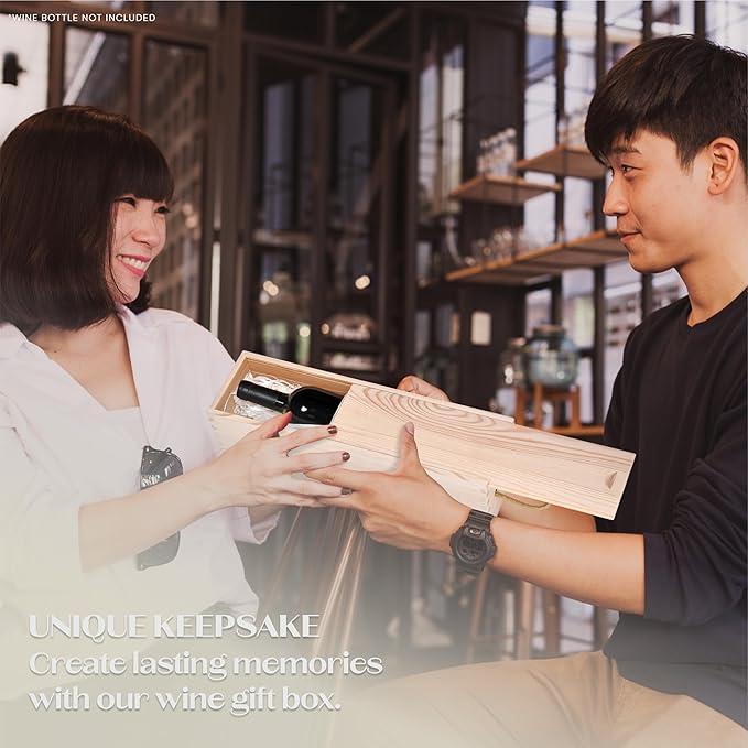 MEANT2TOBE Wooden Wine Box 60th Birthday - Timeless Elegance, Elite Wood Craftsmanship, Chic Presentation for Wine Bottles, Versatile Wine Gift Box for Special Occasions - 13.7x3.9x3.9 inches