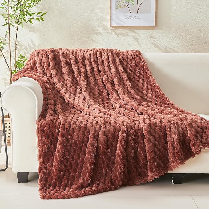 NEWCOSPLAY Super Soft Twin Blanket Coffee Premium Silky Flannel Fleece 3D Clouds Stylish Jacquard Lightweight Bed Blanket All Season Use 350GSM (Coffee, Twin(60"x80"))