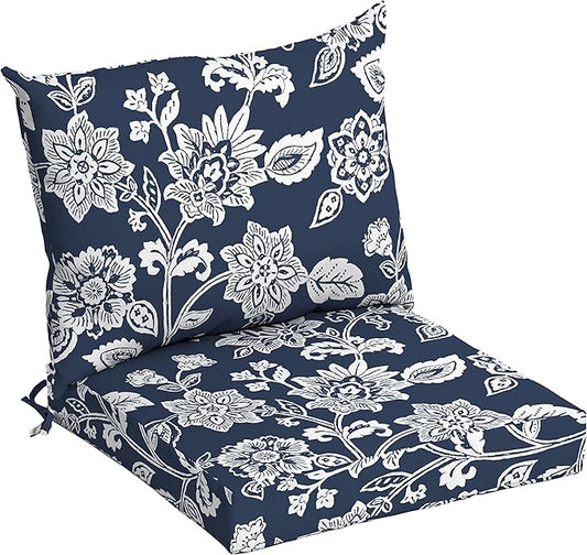 Arden Outdoor Dining Chair Cushion, 21 x 21, Rain-Proof, Fade Resistant 21 x 21, Sapphire Blue Ashland Jacobean