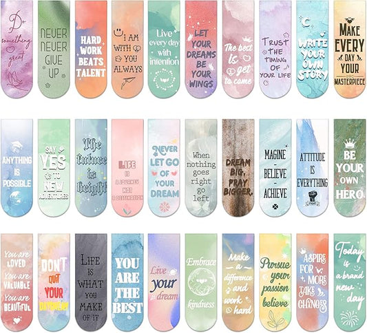 Magnetic 30PCS Cute Magnet Bookmark Clips for Women, Men, Kids & Teachers - Graduation Inspirational Bookmarks