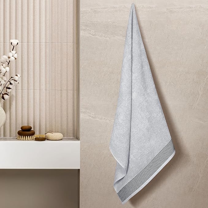 Belizzi Home Ultra Soft 4 Pack Oversized Bath Towel Set 27x54 inches, 100% Cotton Bath Towels, Highly Absorbant Compact Quickdry & Lightweight Towel, Ideal for Gym Travel Camp Pool - Light Grey