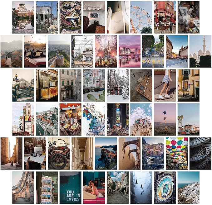 LA MAISON COZY Wall Collage Kit, Teen Posters Art Print, 50PCS 4x6'' Vintage Wall Decor Gift for Teen Girls' Dorm Room