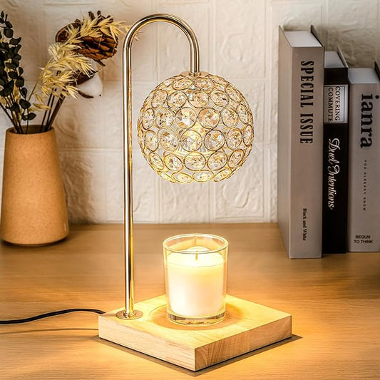 Candle Warmer Lamp with Timer, Home Decor for Mom, Gold Diamond Lamp with 2 Bulbs, Western Bedroom Accessories, Birthday Gifts for Women, Wax Warmer Lamp, Round Diamond