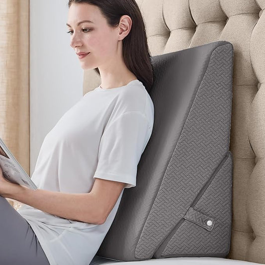 Sasttie Wedge Pillow for Sleep Apnea, 10 Inch Adjustable Bed Wedge Pillow for Back Pain, Acid Reflux Relief, Memory Foam Triangle Pillow Wedge for Sleeping, Post Surgery, Knee Elevation, Dark Grey