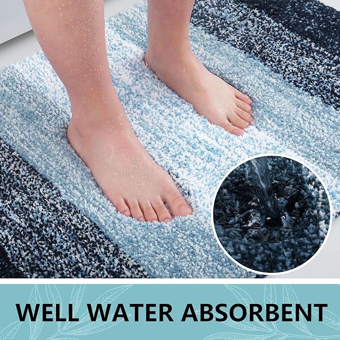 Arotive Microfiber Bathroom Rugs, Shaggy Soft and Absorbent Bath Rug, Non-Slip, Thick Plush Machine Washable Dry Bath Mats for Bathroom, Tub and Shower, 47x20, Dark Blue