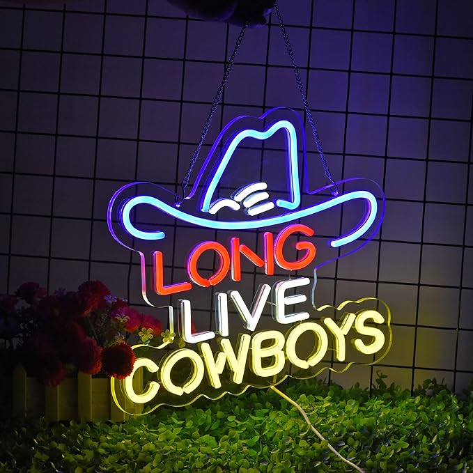 Long Live Cowboy Neon Sign for Wall Décor Dimmable LED Neon Light USB Powered Neon Art signs for Pub Store Man Cave Party