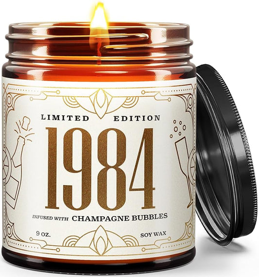 Wax & Wit 40th Birthday Gifts for Women, Birthday Candles - Scented with Champagne Bubbles - 40 Year Old Gift Ideas – 9oz, Soy Wax, 50 Hour Burn, Premium Candle