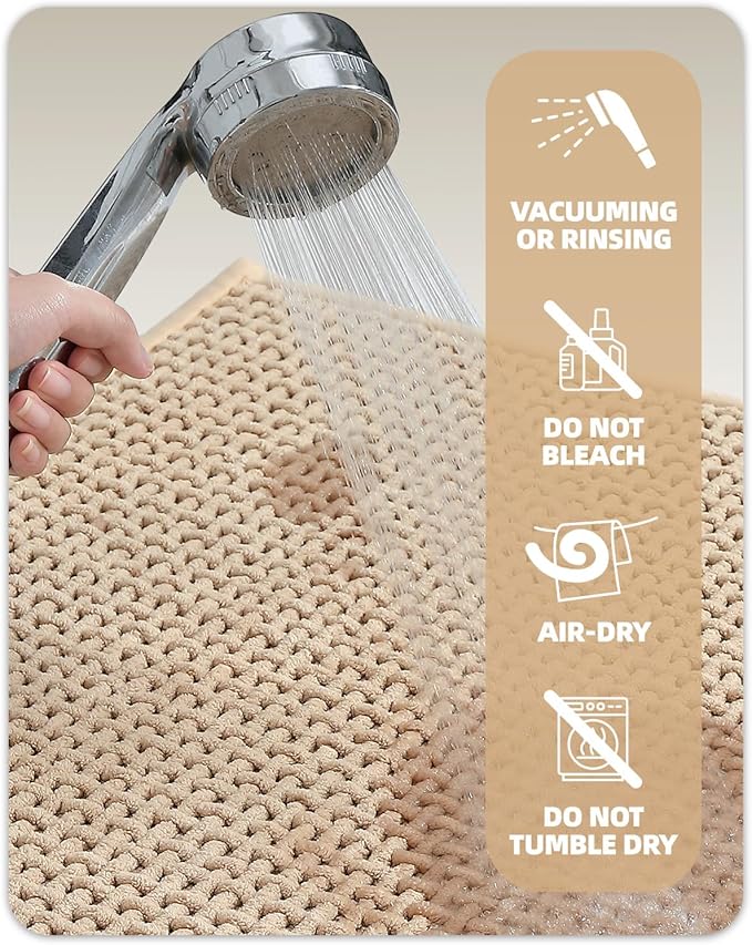 Color&Geometry Chenille Toilet Rugs U Shaped Washable, Absorbent, Stain Resistant, Non Slip, Quick Dry, 20"x24" Beige Toilet Mat for Bathroom Contour Bath Rugs for Toilet Base, Standard-Sized