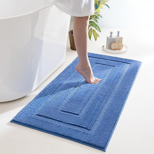 GRANNY SAYS Blue Bathroom Rugs Non Slip, 24" x 48", Large Bathroom Rugs Washable, Bath Rugs for Bath, Absorbent Bath Mats for Floor, Absorbent Shower Rug, Microfiber Bath Mat for Tub