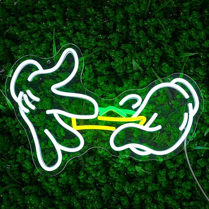 Holding Neon Sign for Wall Decor Leaf Neon Sign Light Green Leaf LED Neon Sign Hand White Neon Signs Glove Neon Light for Man Cave Room Bar Decoration(16.7''*11'')
