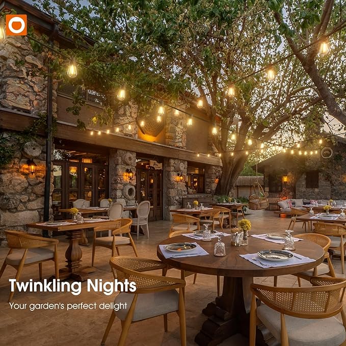 addlon 50FT Outdoor String Lights LED Waterproof Patio Lights with 27 Edison Dimmable Bulbs Shatterproof Commercial Grade Hanging for Outside Cafe Bistro Garden Balcony Porch Yard Deck Gazebo