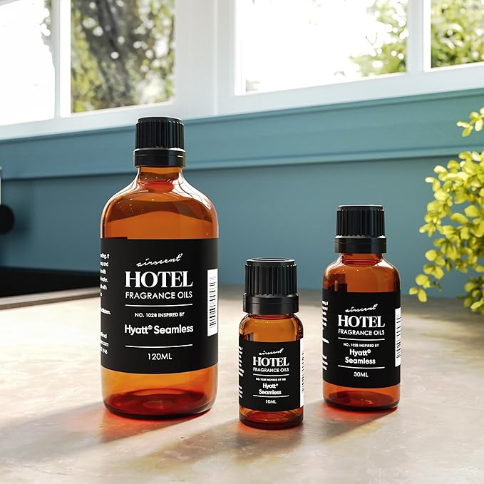 AirScent Hotel Diffuser Oil Inspired by The Hyatt Seamless Hotel Scent - Premium Fragrance Oil No. 1028 for Ultrasonic and Waterless Diffusers and Crafting - 120 mL, 4 fl oz Glass Bottle with Dropper