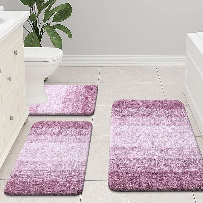 Arotive Microfiber Bathroom Rugs, Shaggy Soft and Absorbent Bath Rug, Non-Slip, Thick Plush Machine Washable Dry Bath Mats for Bathroom, Tub and Shower, 30x20, Purple